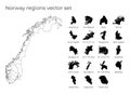 Norway map with shapes of regions.