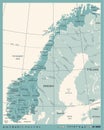 Norway Map - Vintage Vector Illustration
