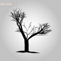 Norway maple architectonics. The structure of the tree branches and trunk. Vector drawing of the tree on a white background eps 10