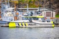 Norway maritime police boat in Oslo harbor view Royalty Free Stock Photo