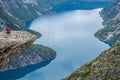 Norway Mountain Trolltunga Odda Fjord Norge Hiking Trail Royalty Free Stock Photo