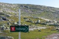 Norway, mountain tundra landscape. Hiking tourist rout