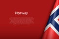 Norway national flag isolated on background with copyspace