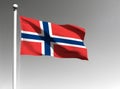 Norway national flag waving on gray background