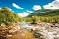 Norway Nature Cold Water Mountain River Royalty Free Stock Photo