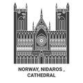 Norway, Nidaros , Cathedral travel landmark vector illustration