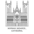 Norway, Nidaros , Cathedral travel landmark vector illustration