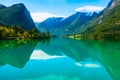 Norway Nordfjord panorama and mountain landscape Royalty Free Stock Photo