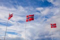 Norway, norwegian flags waving