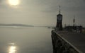 Norway, Oslo, Aker Brygge, sunset and quay