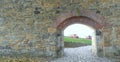 Norway, Oslo, Akershus fortress, courtyard of the fortress, stone arch Royalty Free Stock Photo