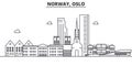 Norway, Oslo architecture line skyline illustration. Linear vector cityscape with famous landmarks, city sights, design