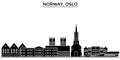 Norway, Oslo architecture vector city skyline, travel cityscape with landmarks, buildings, isolated sights on background