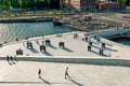 Norway, Oslo August 1, 2013: Beautiful city view of modern buildings in Oslo from the waterfront Opera house