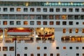 Norway, Oslo, CIRCA 2020: Close up of life savings boat of MV Aurora cruise ship of the P&O Cruises fleet docked in harbor due to Royalty Free Stock Photo