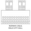 Norway, Oslo, Oslo City Hall travel landmark vector illustration