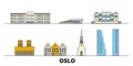 Norway, Oslo flat landmarks vector illustration. Norway, Oslo line city with famous travel sights, skyline, design.