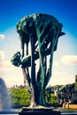 Sculpture of a girl and tree, Vigeland Sculpture Park, Frogner Park - Oslo, Norway Royalty Free Stock Photo