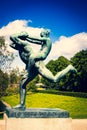 Sculpture of a man and boy, Vigeland Sculpture Park, Frogner Park - Oslo, Norway Royalty Free Stock Photo