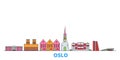 Norway, Oslo line cityscape, flat vector. Travel city landmark, oultine illustration, line world icons