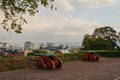 Norway. Old cannons on the territory of the Akershus Fortress in Oslo. September 18, 2018 Royalty Free Stock Photo