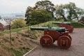 Norway. Old cannons on the territory of the Akershus Fortress in Oslo. September 18, 2018 Royalty Free Stock Photo