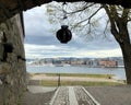 Norway, Oslo, view of Aker Brygge from the Akershus Fortress