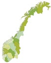 Highly detailed editable political map with separated layers. Norway.