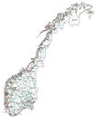 Norway road and highway map. Royalty Free Stock Photo