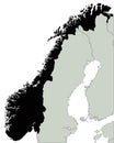 Highly Detailed Norway Silhouette map.