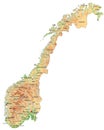 High detailed Norway physical map with labeling. Royalty Free Stock Photo