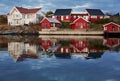 Norway, recreation and fishing and tourism. Beautiful Rorbu houses on the shore