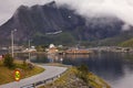 Norway, recreation and fishing and tourism. Beautiful Rorbu houses on the shore