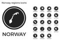 Norway regions icons. Royalty Free Stock Photo