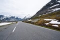 Norway road landscape on high mountains. Royalty Free Stock Photo