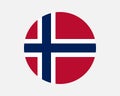 Norway Round Country Flag. Norwegian Circle National Flag