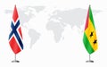 Norway and Sao Tome and Principe flags for official meeti