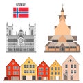 Norway set of landmark icons Royalty Free Stock Photo