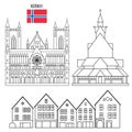 Norway set of landmark icons