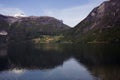 Norway in summer. Mountain reflection in a lake