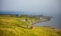 Norway traditional houses on fjord, scenic in summer Royalty Free Stock Photo