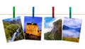 Norway travel photography on clothespins Royalty Free Stock Photo