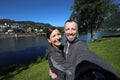 Norway vacation couple selfie Royalty Free Stock Photo