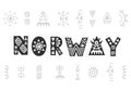 Norway. Vector hand lettering, isolated on white