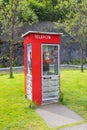 Norway, Vestland, Norheimsund - July 15, 2023: Norwegian telephone booth Royalty Free Stock Photo