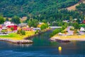 Norway village and fjord landscape in Flam Royalty Free Stock Photo