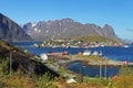 Norway village with mountain - Lofoten, Reine Royalty Free Stock Photo
