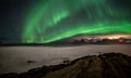 Norway winter landscape aurora borealis ,polar circle whether