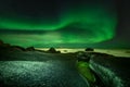 Norway winter landscape aurora borealis ,polar circle whether