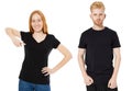 Norway Woman and man in black polo shirts mock up Royalty Free Stock Photo